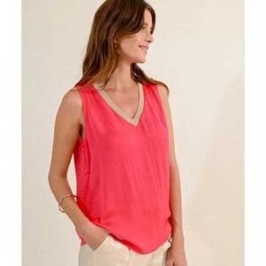 MOLLY BRACKEN V-NECK SATIN TANK TOP